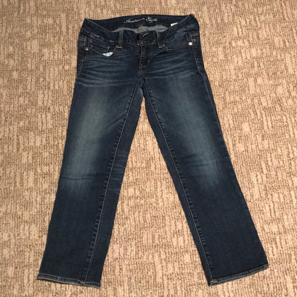 American Eagle stretch dark wash capris